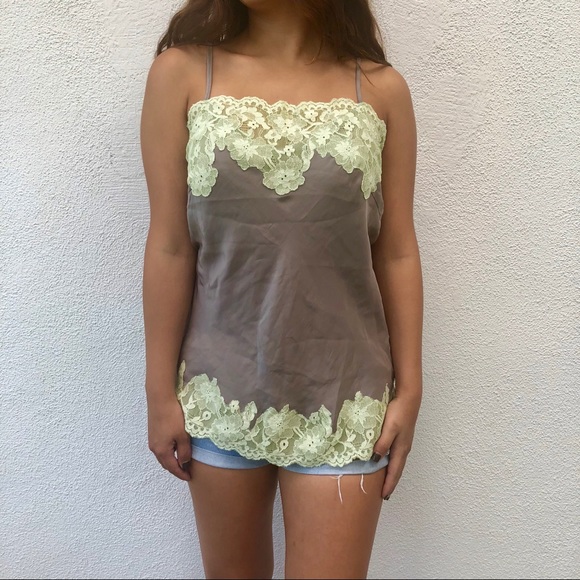 $120 Planet Blue / Gold Hawk Romantic Lace Cami - Picture 1 of 7